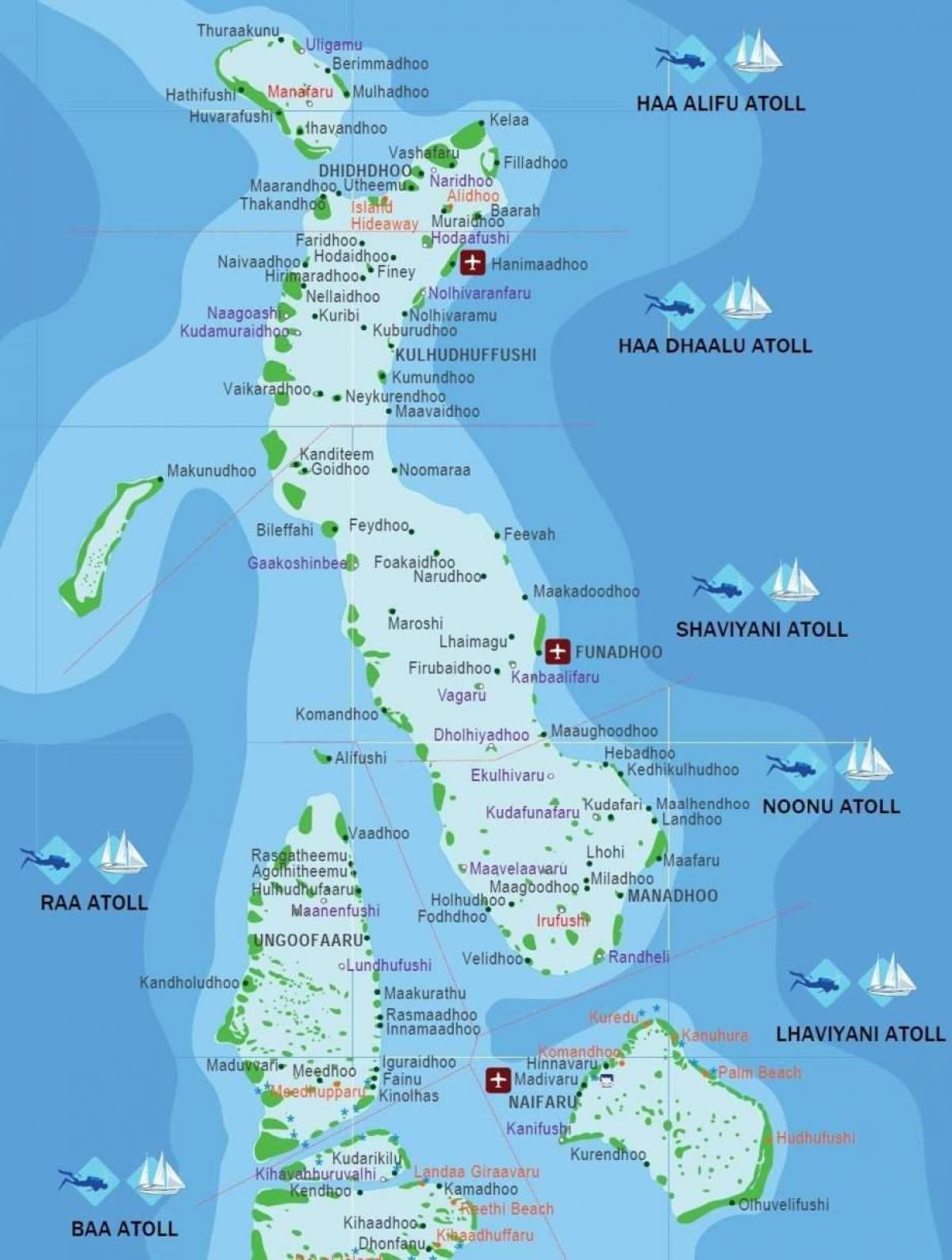 детаљна мапа Малдиви