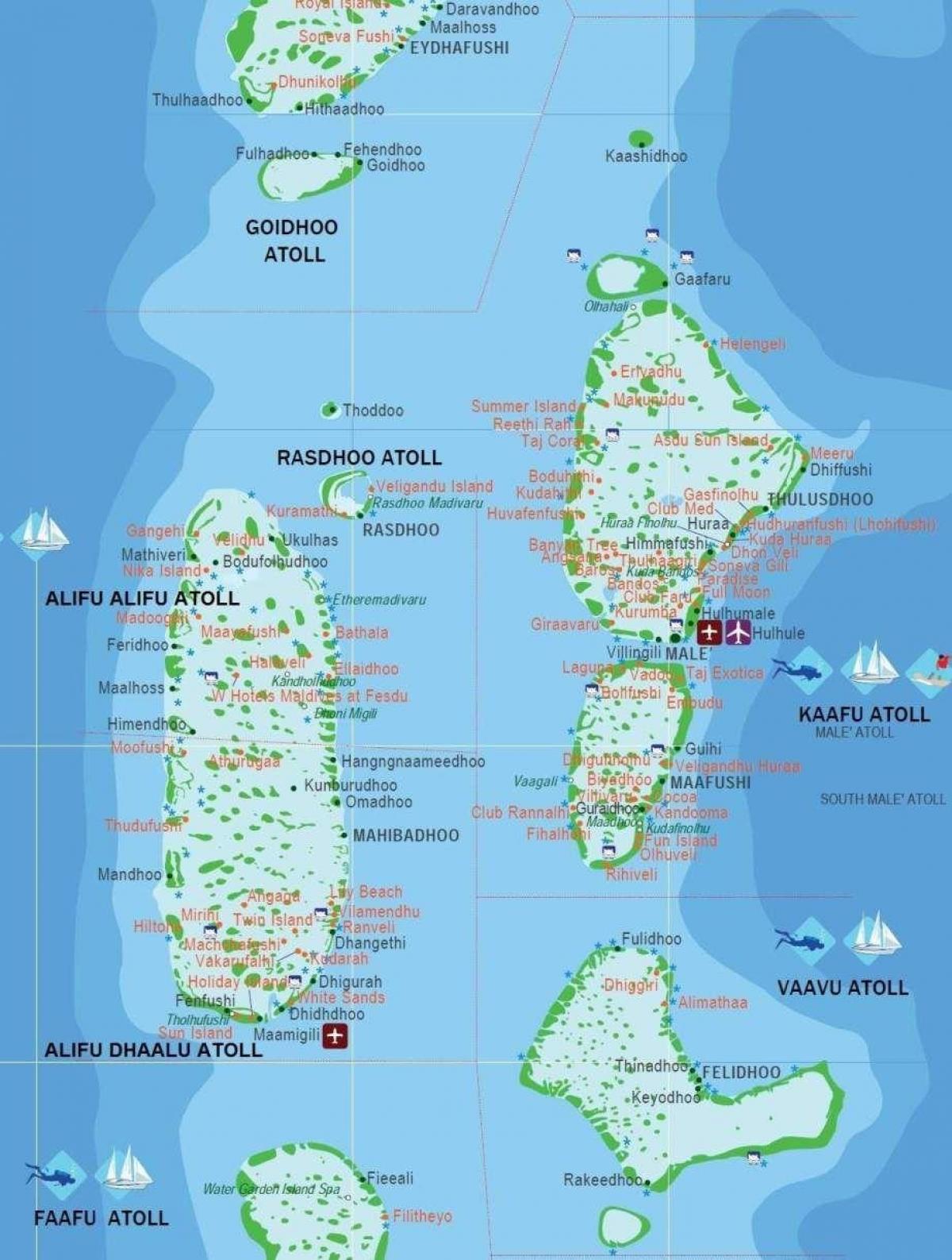карта Малдиви туристички